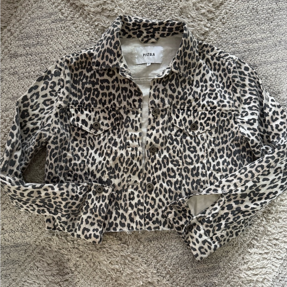 Pistola Beige and Black Animal Print Jacket XS